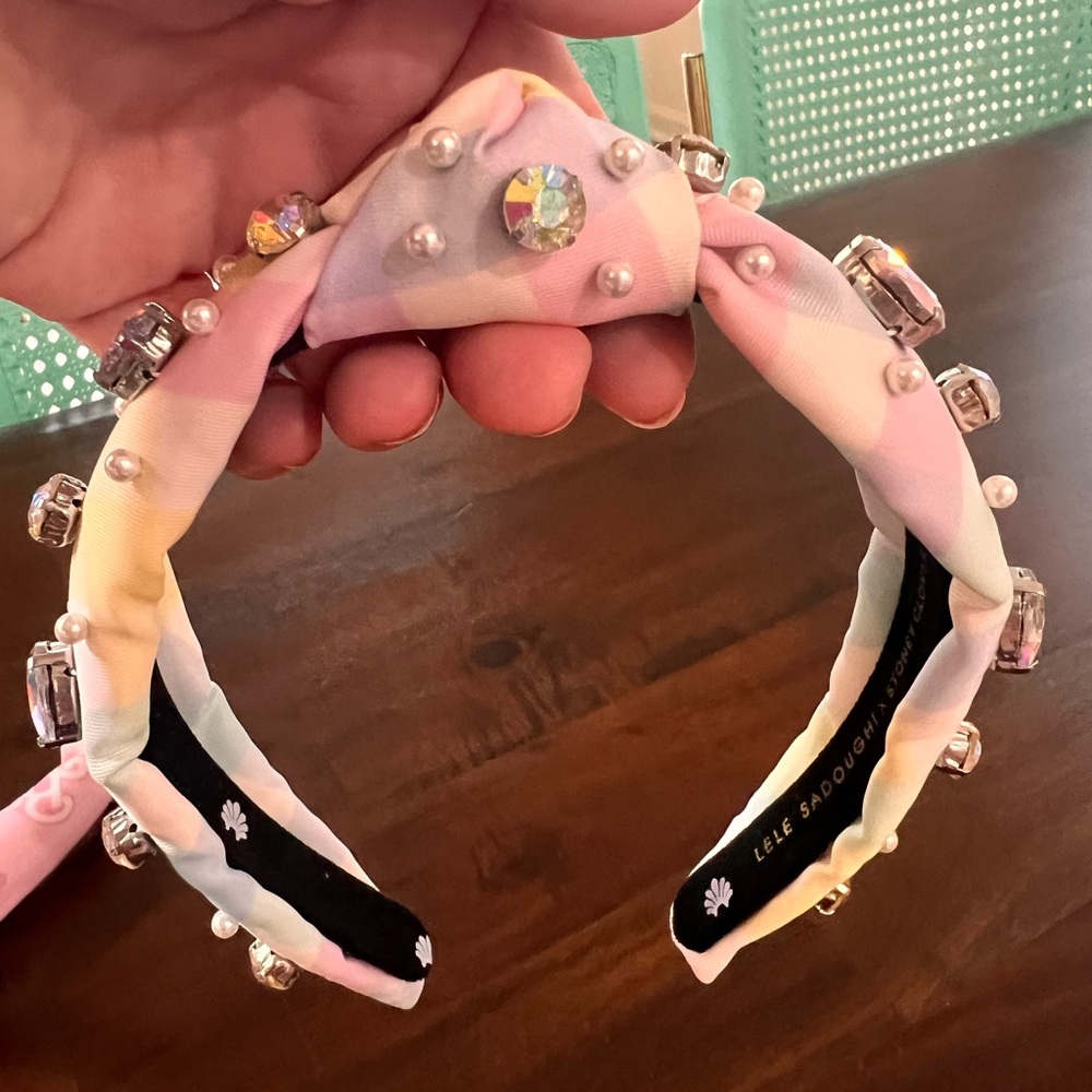 Girls Lele Sadoughi rainbow plaid Stoney Clover headband
